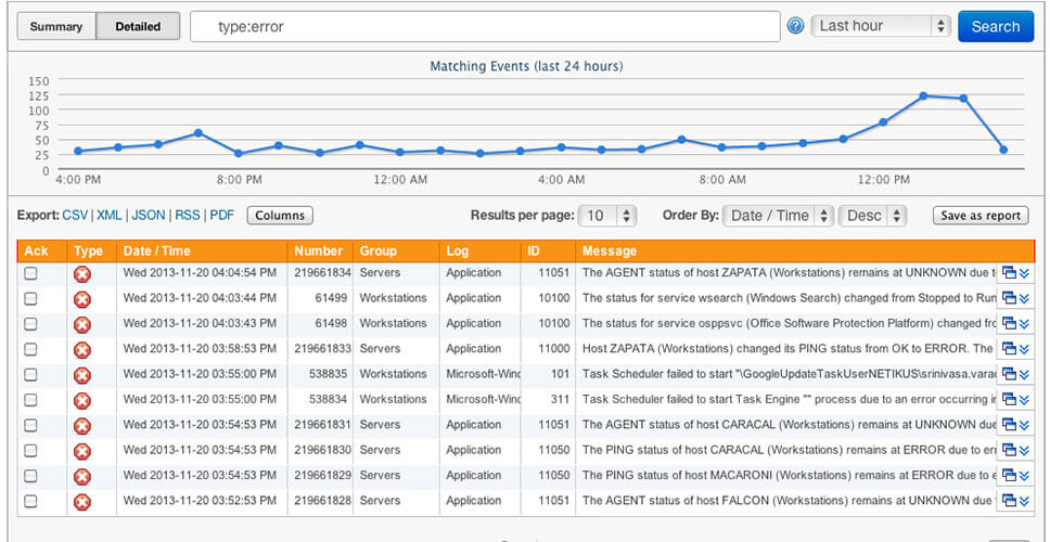 EventSentry - écran1 Logs